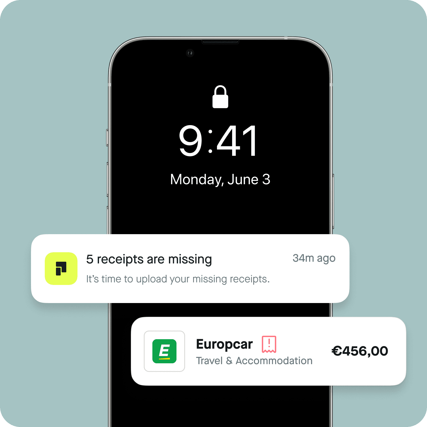 Pliant mobile app notifying about missing receipts